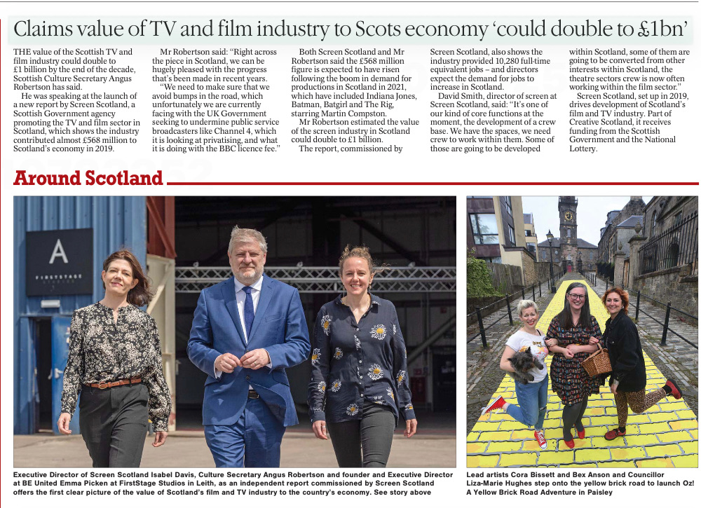 Media coverage of Scotland's culture portfolio.
